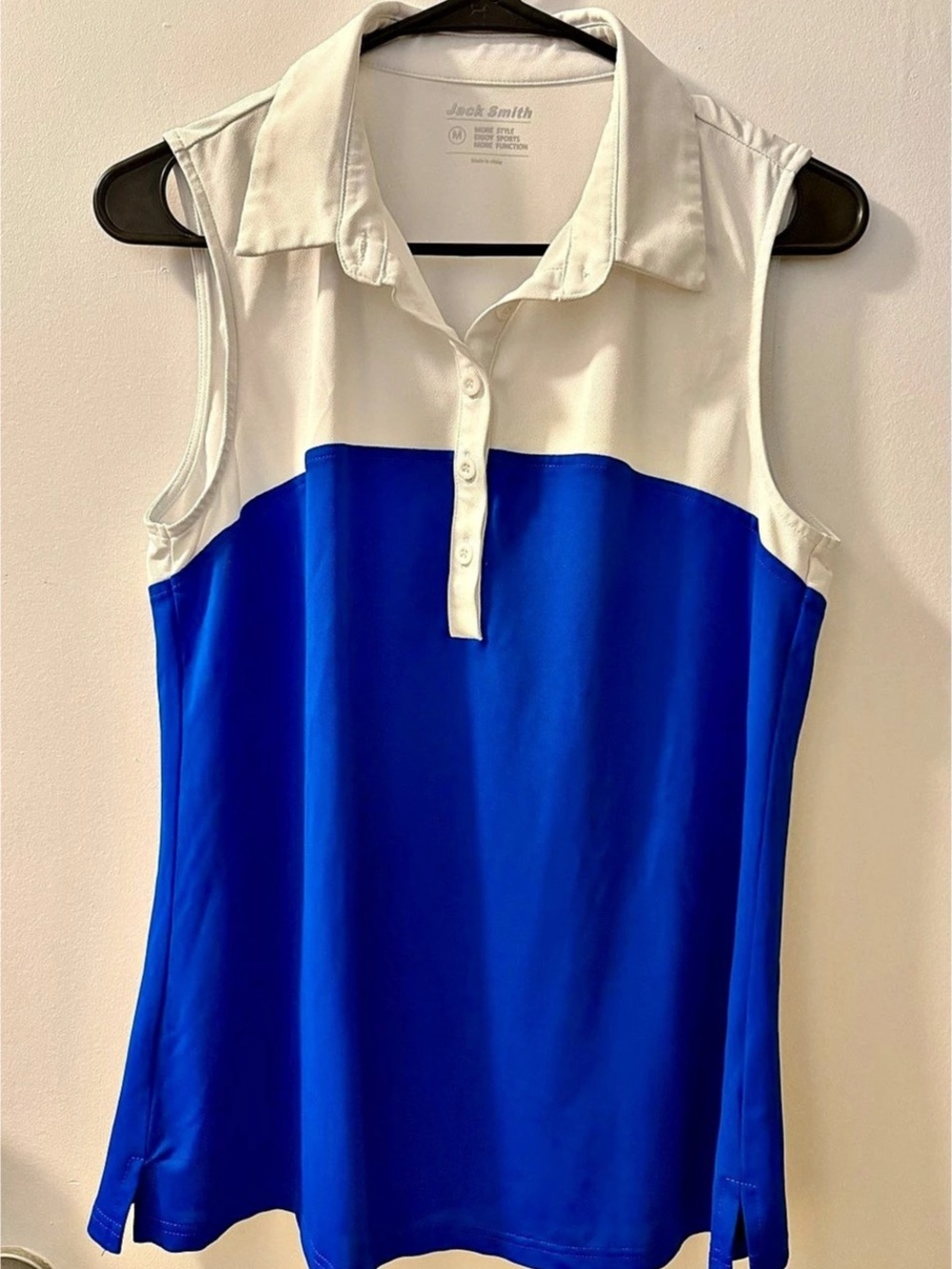 Jack Smith Color Block Sleeveless Polo in Blue & White Size Medium